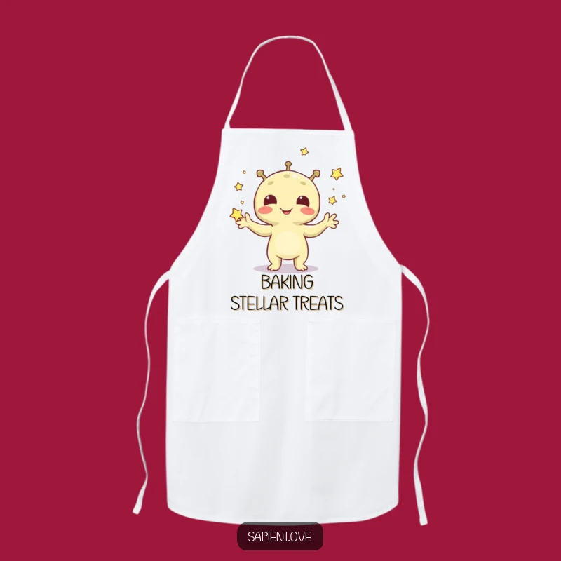 Funny Alien Juggling Stars Apron: Cook Up Some Cosmic Magic