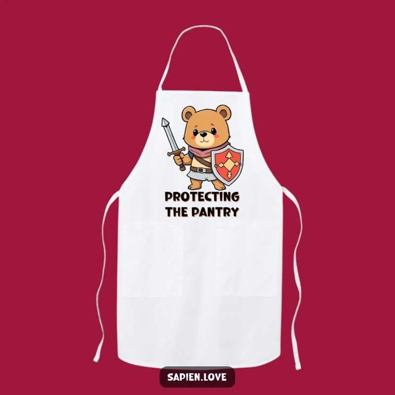 Funny Bear Knight Apron: Warrior Gear for Comedic Cooking Adventures