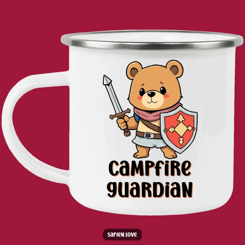 Funny Bear Knight Camping Mug: Warrior Companion for Outdoor Feasts