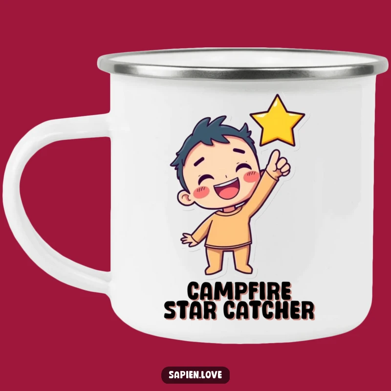 Funny Kawaii Star Camping Mug: Delighted Human's Outdoor Wish Gift