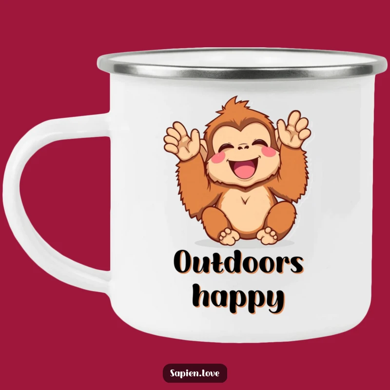 Funny Kawaii Orangutan Camping Mug - Joyful Companion for Outdoor Adventures