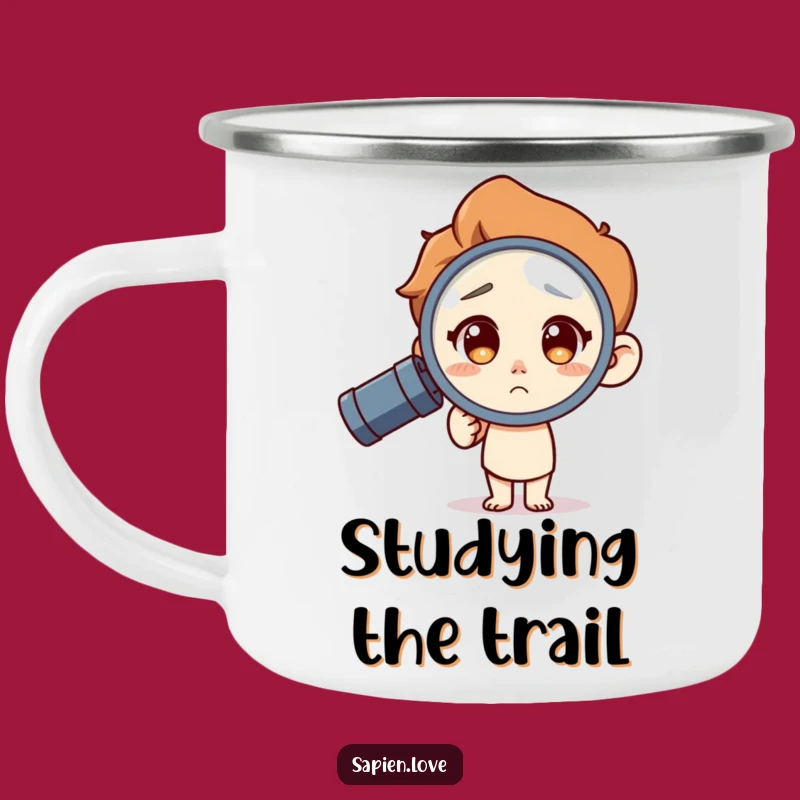 Funny Explorer Camping Mug: Curious Character's Magnifying Glass Adventure Gift