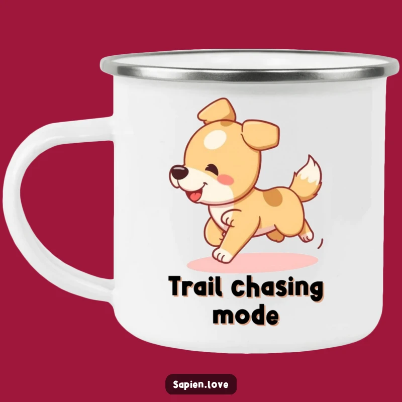 Funny Playful Dog Camping Mug - Silly Canine Enamel Cup for Adventures