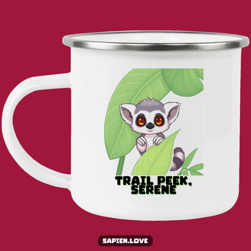 Funny Kawaii Lemur Camping Mug: Shy Sips in Nature