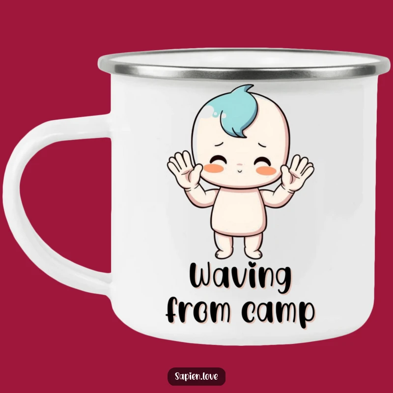 Funny Waving Man Camping Mug: Adventure with a Hilarious Hello
