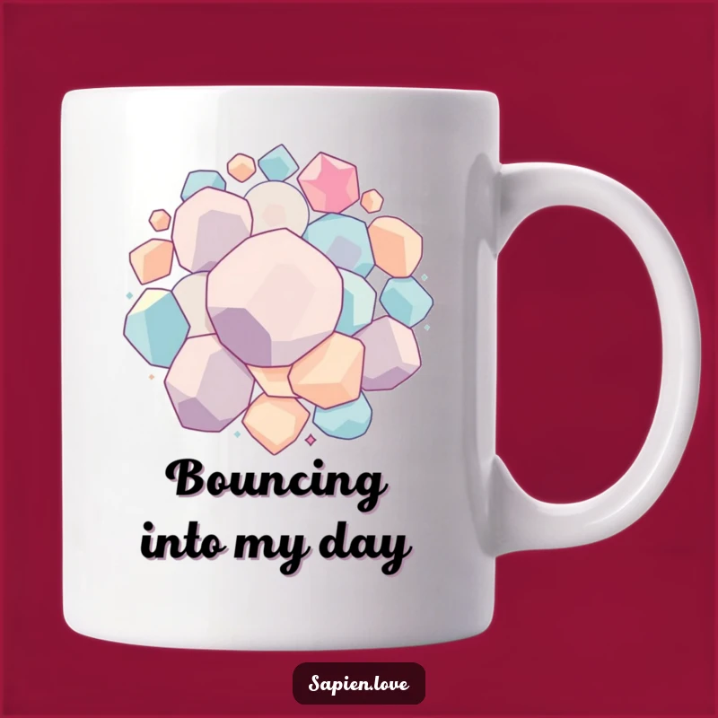 Funny Geometric Bounce Mug: Rolling Forms, Perfect Humorous Gift