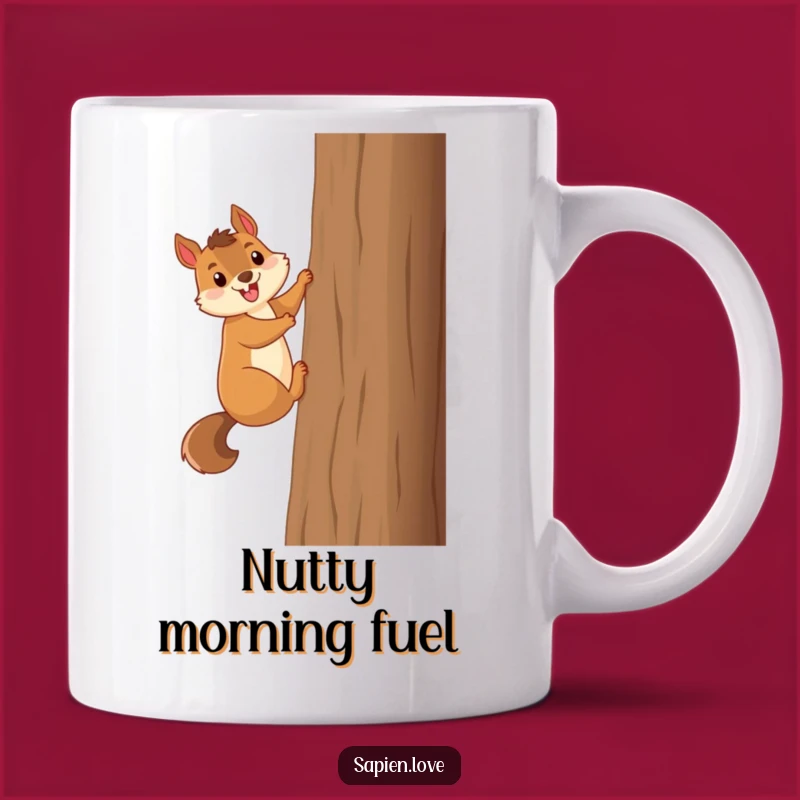Funny Squirrel Tree Climber Mug: Enthusiastic Humor for Your Morning