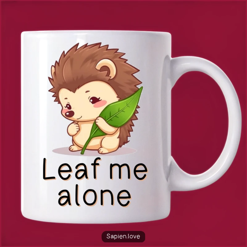Funny Curious Hedgehog Mug - Nature Lover's Funny Gift for Leaf Enthusiasts