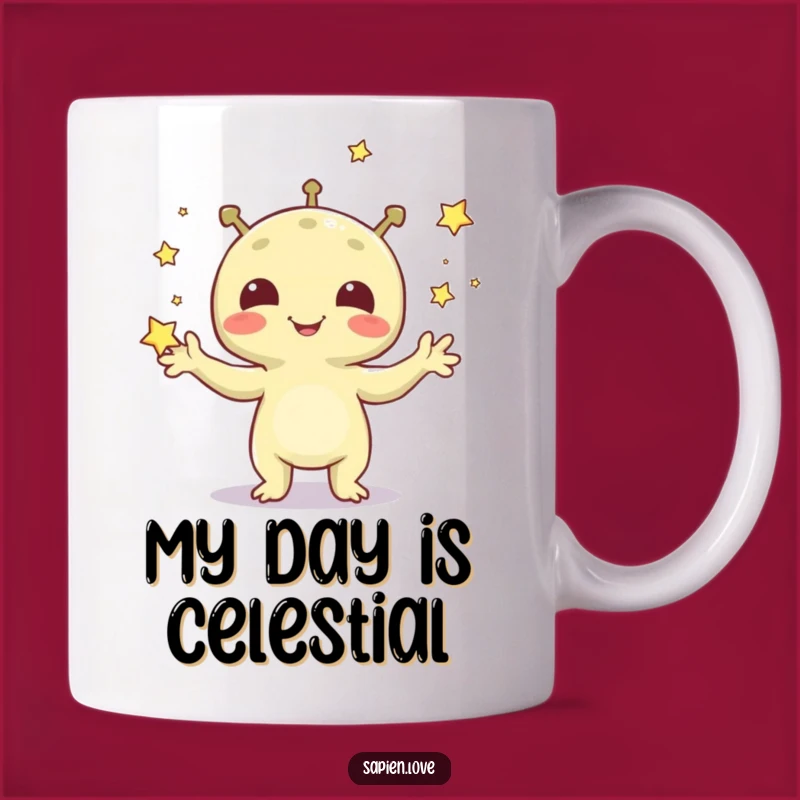 Funny Alien Juggling Stars Mug: A Cosmic Delight for Star Gazers