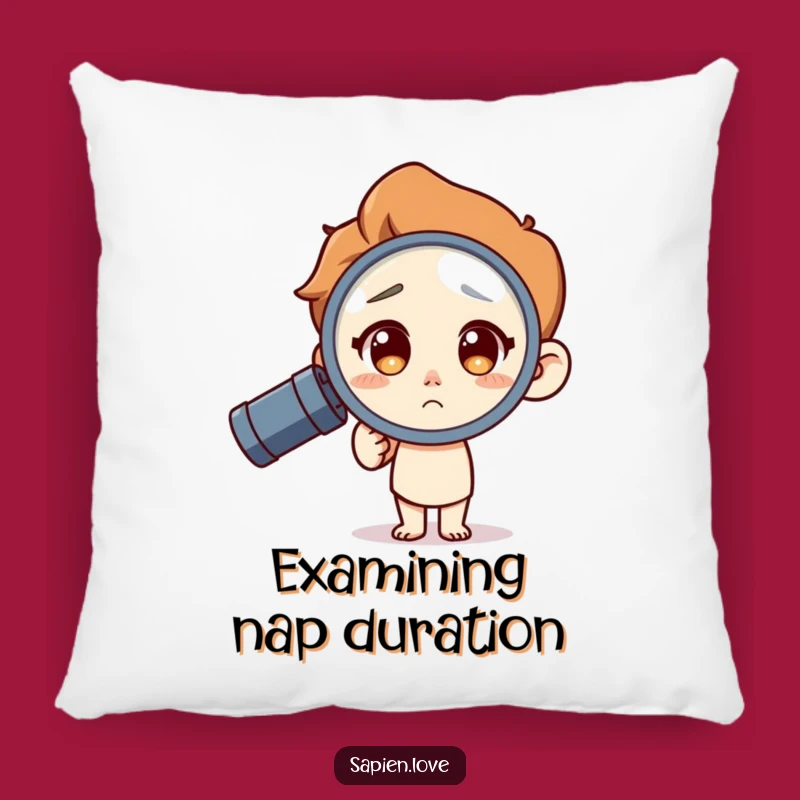 Funny Curious Character Pillow: Cozy Magnifying Glass Naptime Humor Gift