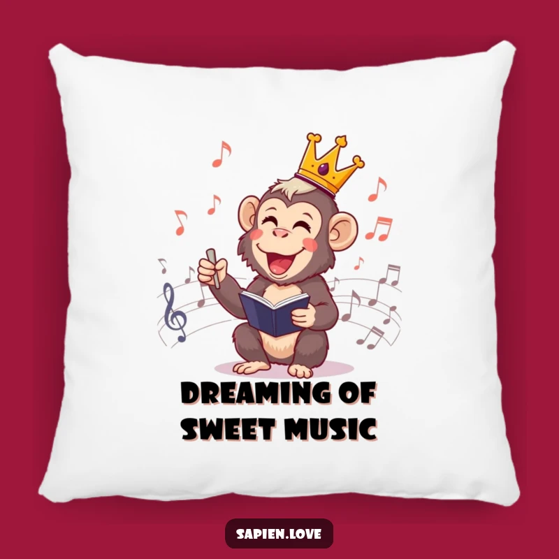 Funny Primate Conductor Pillow: Cheerful Maestro Comfort Perfect Gift