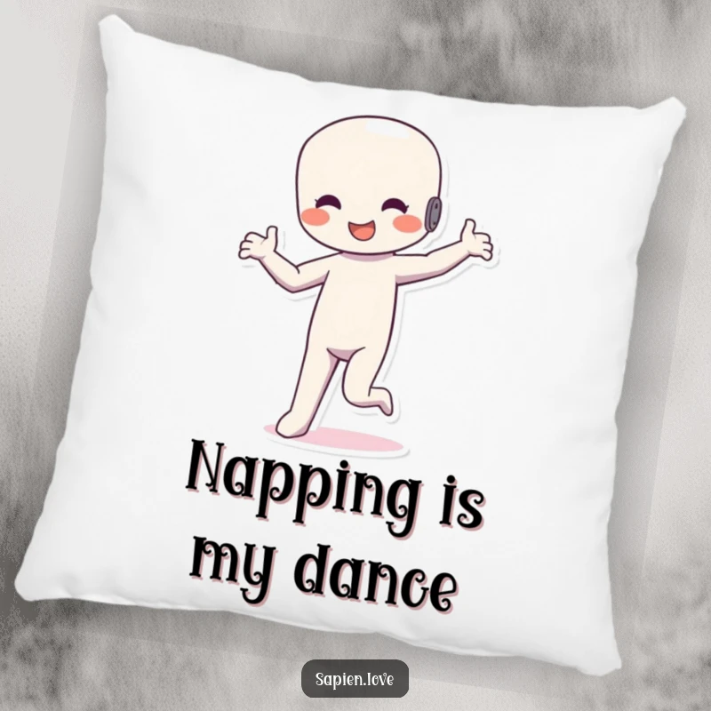 Funny Dancing Figure Pillow: A soft pillow featuring a happy humanoid doing a silly dance, ideal for comfort and a touch of rhythm.