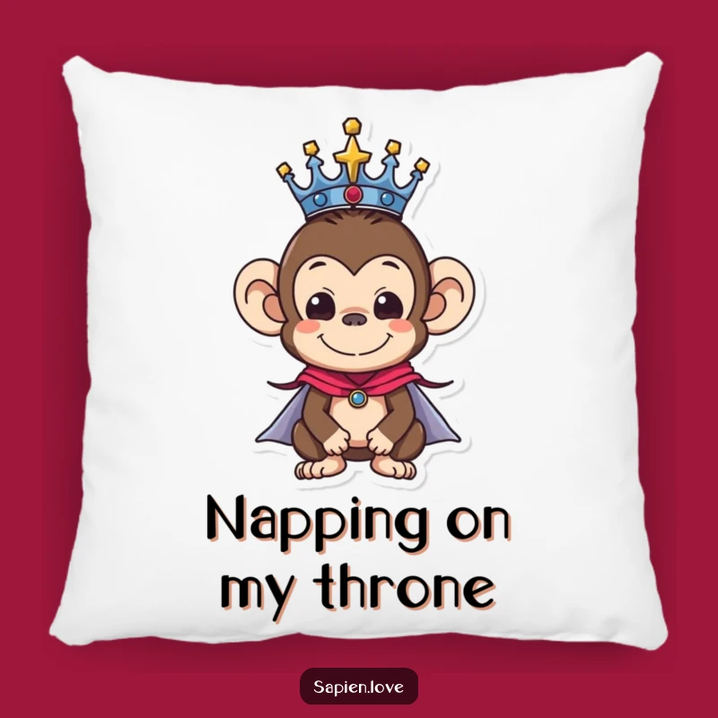 Funny Monkey Throne Pillow: Cozy Royal Comfort for Regal Relaxation