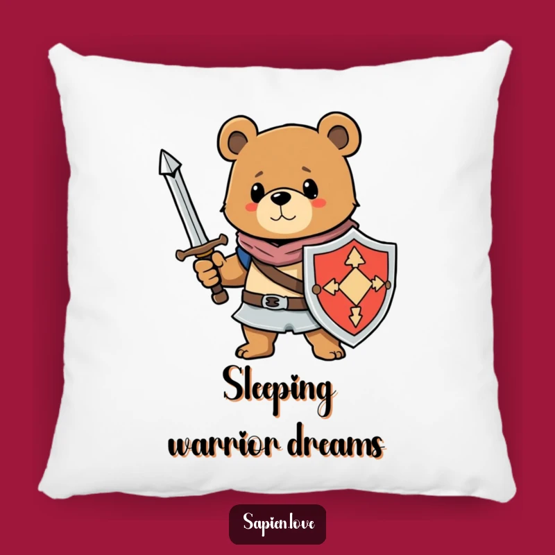 Funny Bear Guardian Pillow: Cozy Comfort for Brave & Humorous Souls