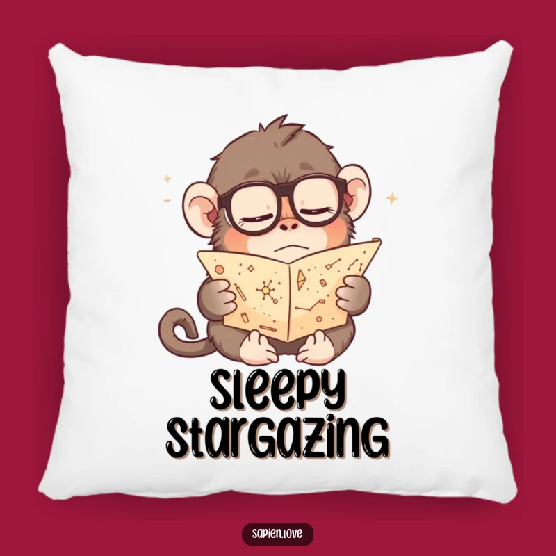 Funny Sleepy Ape Pillow: Rest Your Head on Cosmic Knowledge