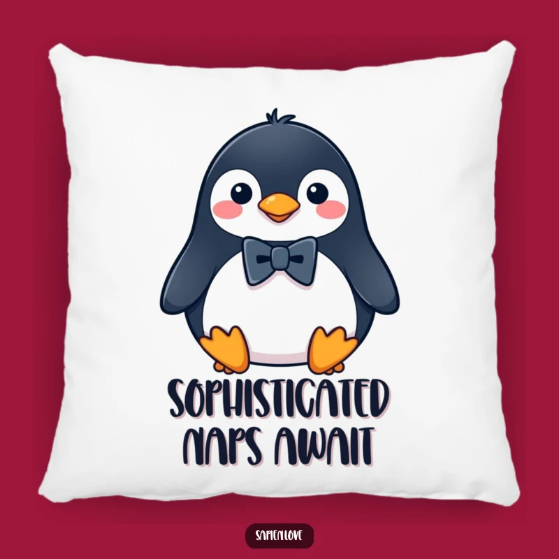 Funny Penguin Bowtie Pillow, Cozy and Chic Bird Accent, Perfect Comfort Gift