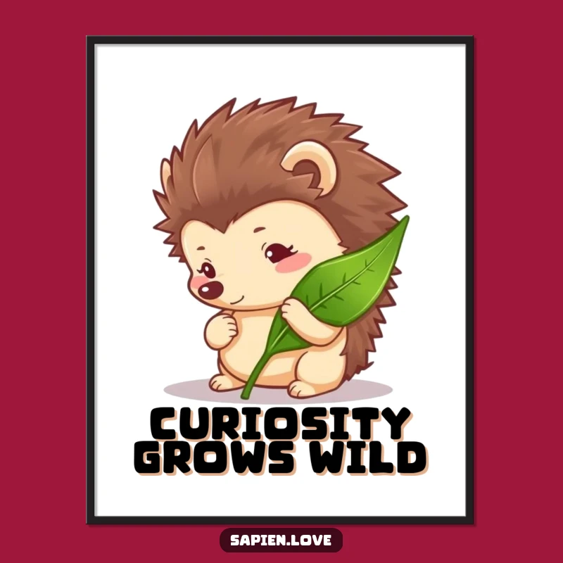 Funny Curious Hedgehog Digital Art - Nature Inspired Wall Art Print