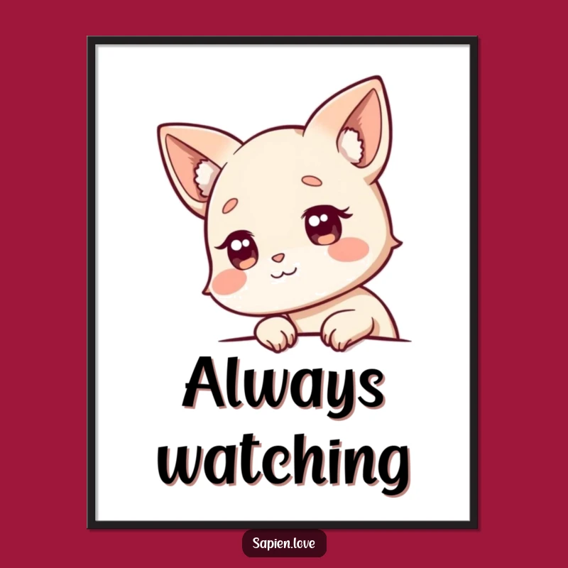 Funny Digital Download - Curious Animal Ears Peeking Art Gift