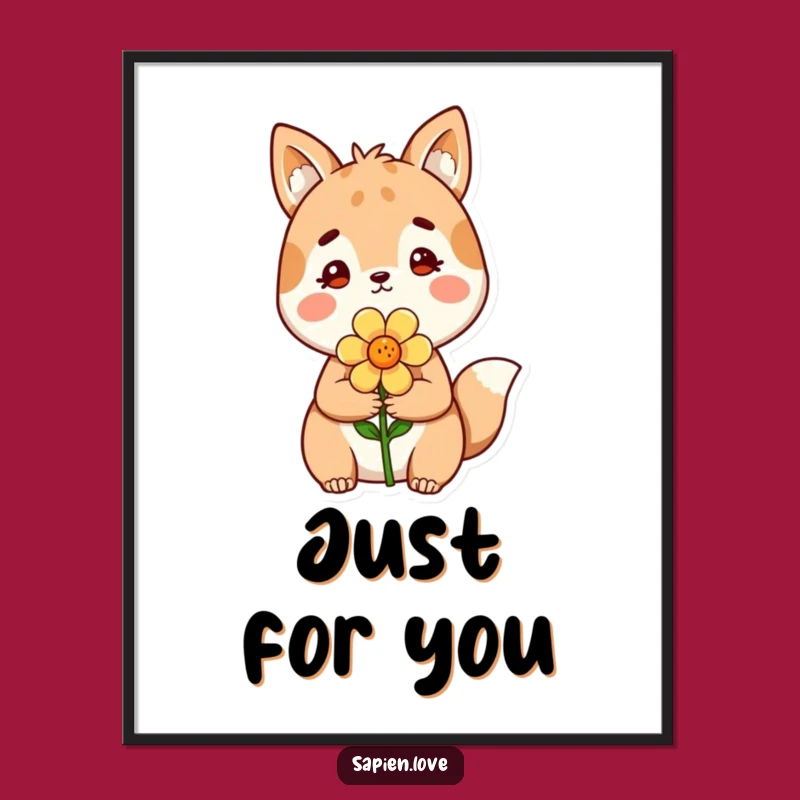 Funny Digital Download - Cute Animal Flower Art for Walls Gift