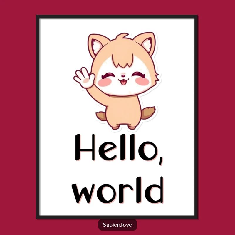 Funny Digital Download - Waving Whimsical Animal Character Art Gift