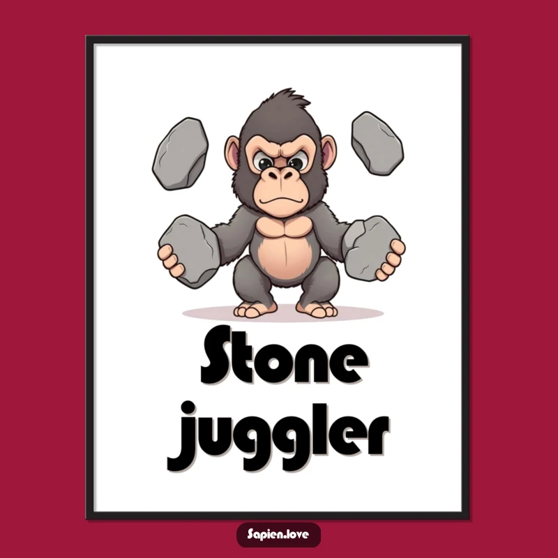 Funny Kawaii Gorilla Digital Art - Hilarious Printable for Motivated Decor