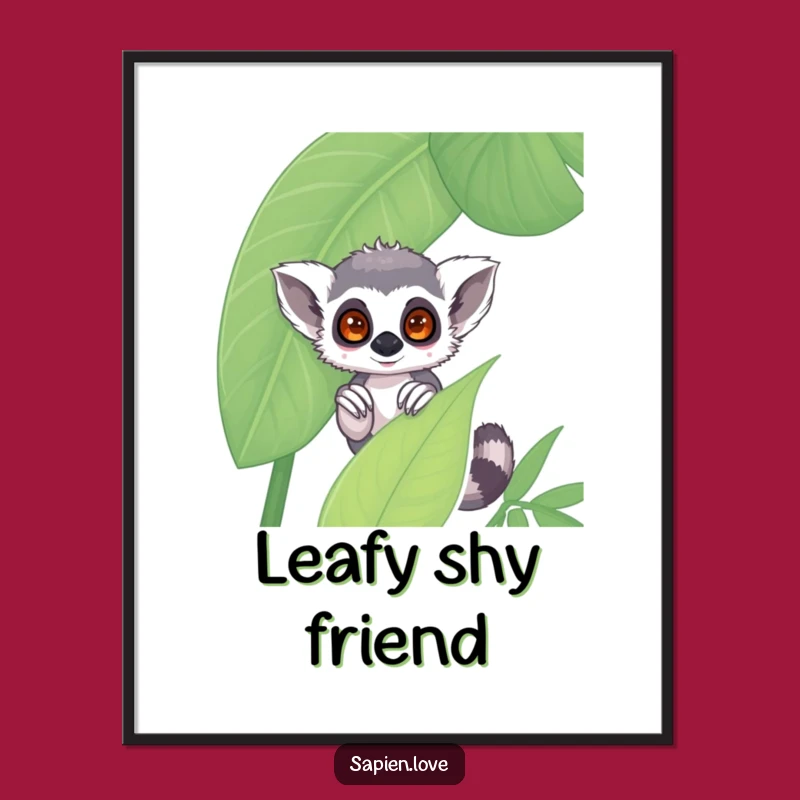 Funny Kawaii Lemur Digital Art: Instant Shy Charm