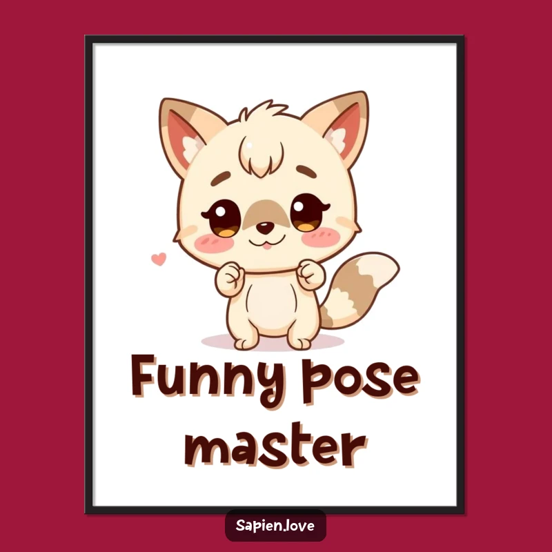 Funny Animal Character Pose Digital Print - Charming Art for Any Space
