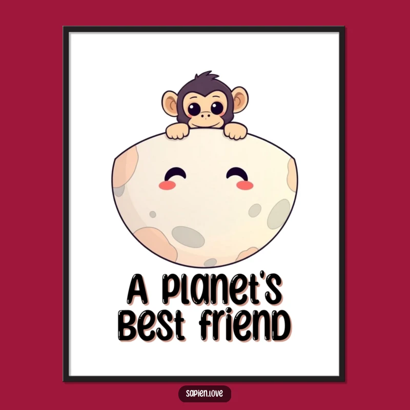 Funny Primate Planet Digital Print: Instant Download Humorous Monkey Art, Perfect Funny Gift Decor