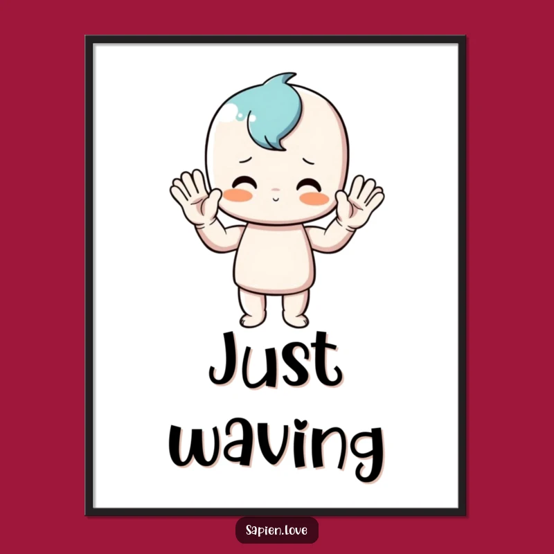 Funny Waving Man Digital Print: Instant Hilarious Decor for Your Space