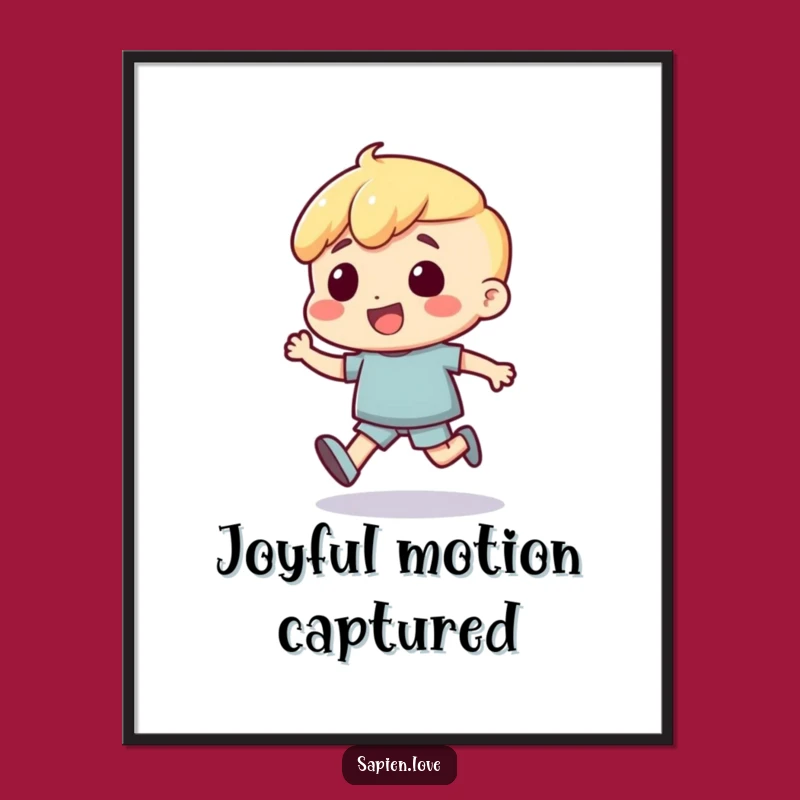 Funny Bouncing Human Digital Print: Excited Character's Joyful Art