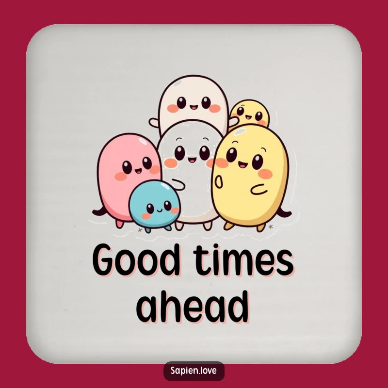 Funny Abstract Pals Drink Coaster: Playful Shapes with Eyes, Humorous Table Protector