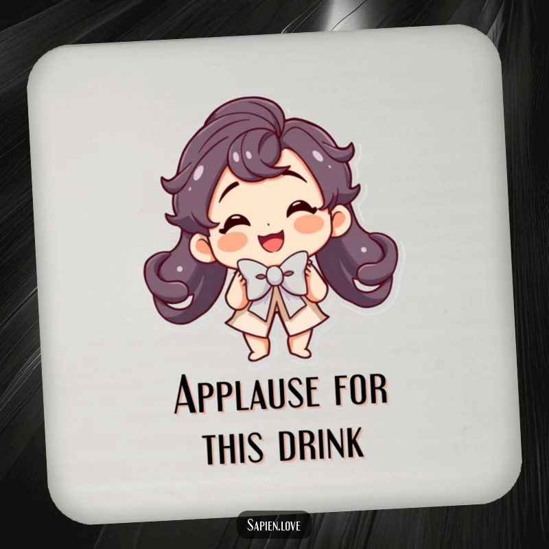 Funny Kawaii Coasters: A smiling cute character performs a theatrical bow with flair.