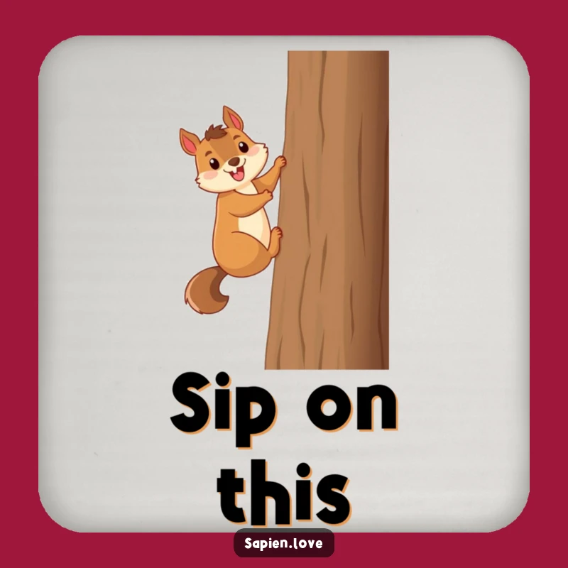 Funny Squirrel Tree Climber Drink Coasters: Protect Surfaces with Woodland Charm