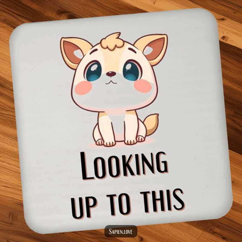 Funny drink coasters featuring a curious character with animal features gazing at the sky, adding whimsical protection.