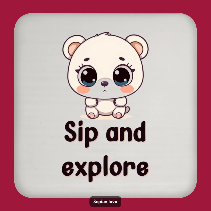 Funny Bear Explorer Drink Coasters: Protect Surfaces with Curious Charm