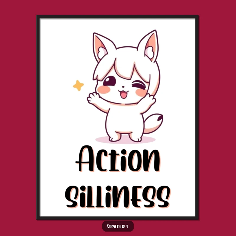 Funny Animal Ears Character Poster - Silly Art for Playful Spaces