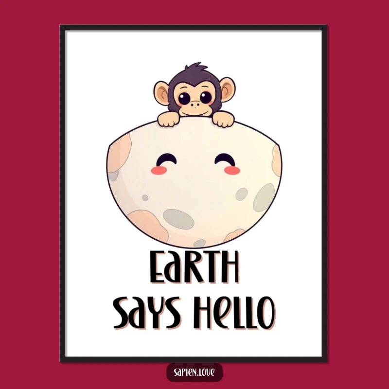 Funny Primate Planet Poster: Hilarious Monkey Art, Smiling Planet Decor, Perfect Funny Gift Print