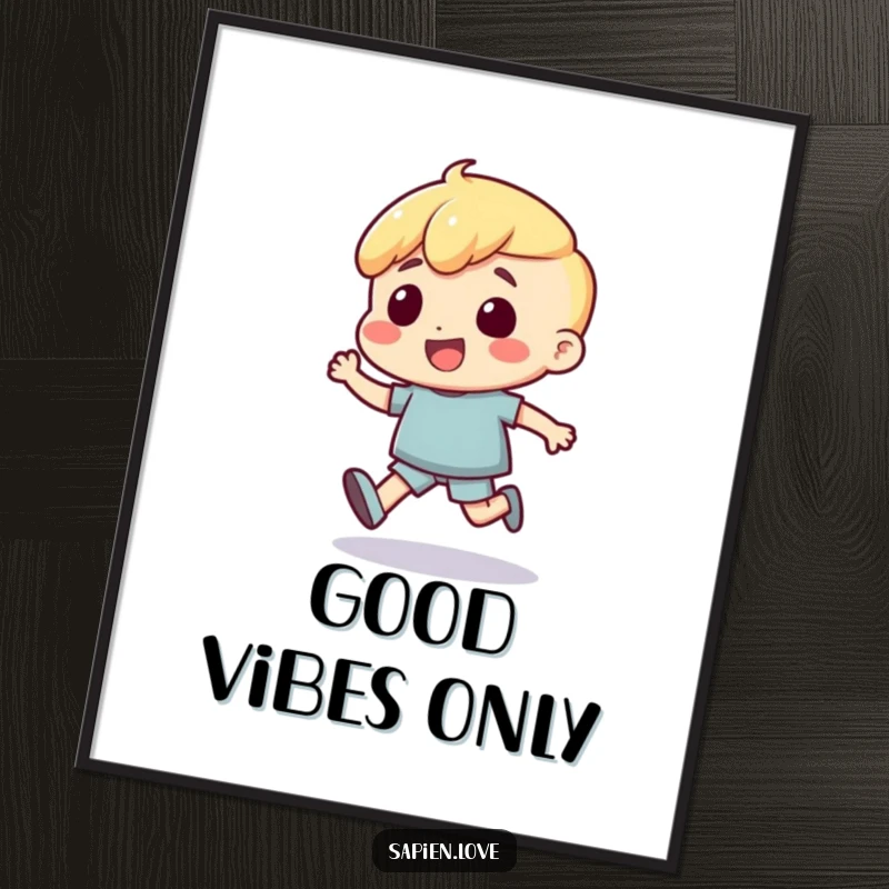 Funny Poster: A human character is shown with an excited bounce, conveying a sense of uncontainable joy and movement.