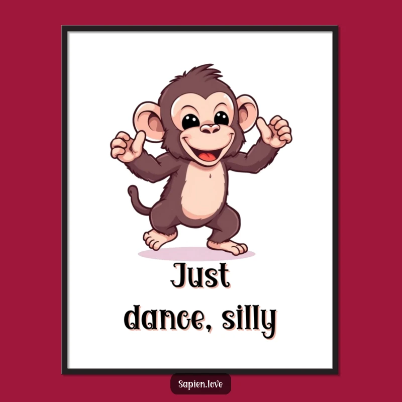 Funny Kawaii Ape Dance Poster: Wall Art with Rhythm