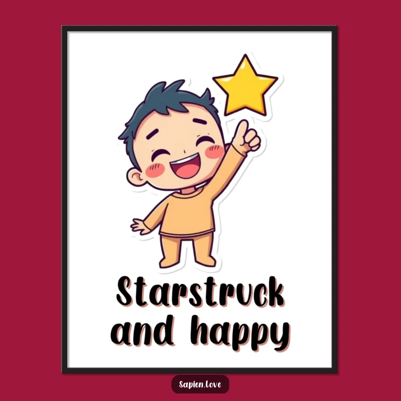 Funny Kawaii Star Poster: Delighted Human's Funny Wishful Art Print
