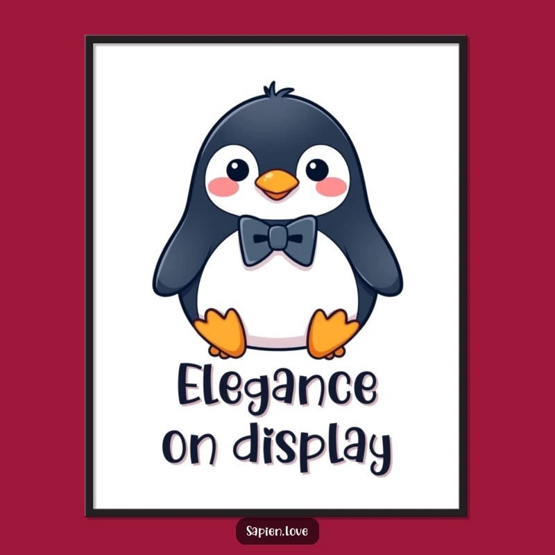 Funny Penguin Bowtie Poster, Classy Bird Wall Art, Hilarious Home Decor Gift