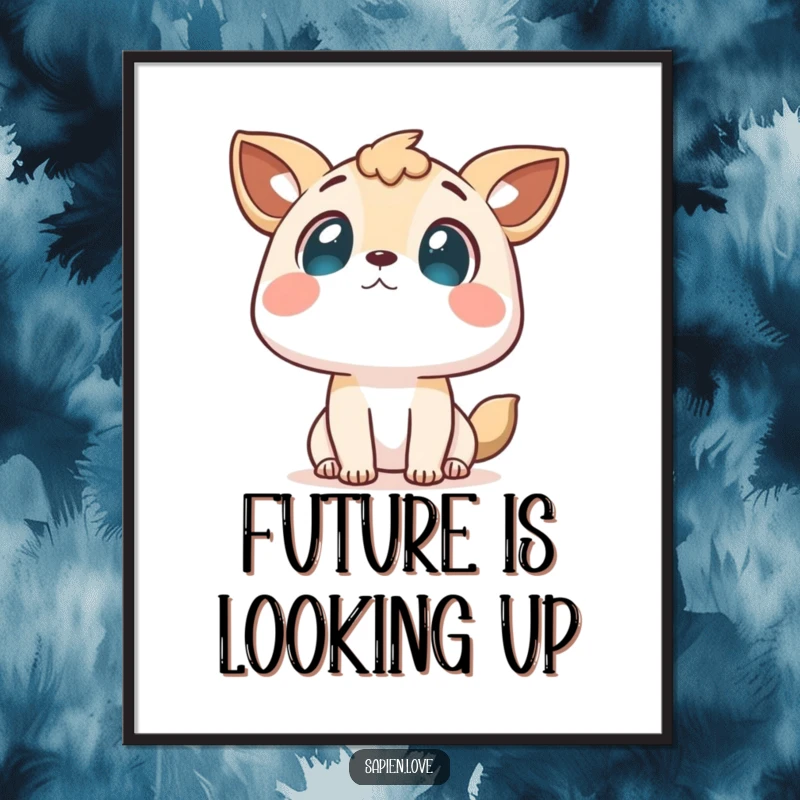 Funny poster of an adorable animal-featured character gazing up at the sky with a sense of awe and curiosity.