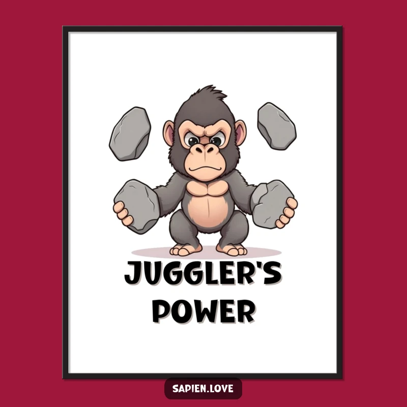 Funny Kawaii Gorilla Poster - Hilarious Determination Art for Motivated Spaces