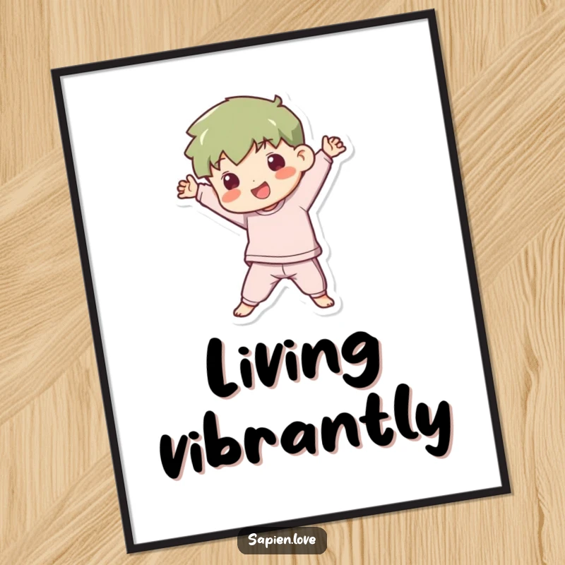 Funny Poster: A kawaii human figure is depicted in a dynamic, playful pose, radiating energy and a fun-loving spirit.