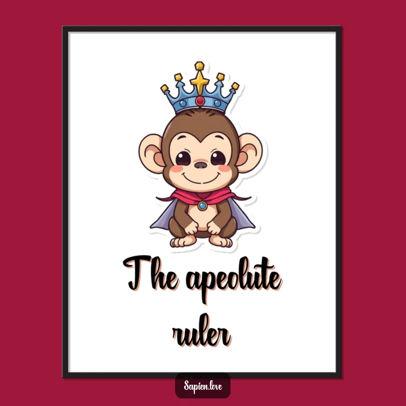 Funny Monkey King Poster: Regal Wall Art for Humorous & Majestic Decor