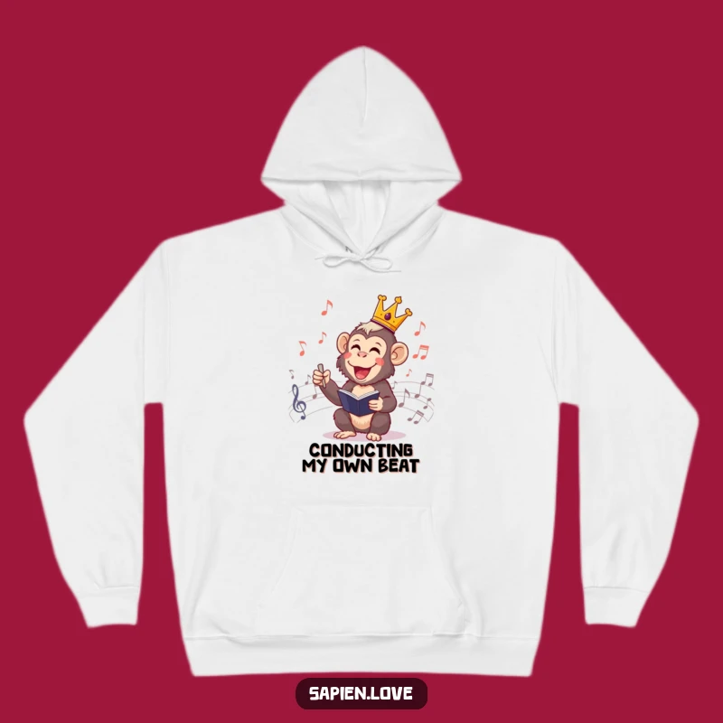 Funny Primate Conductor Hoodie: Cheerful King Maestro Cozy Perfect Gift