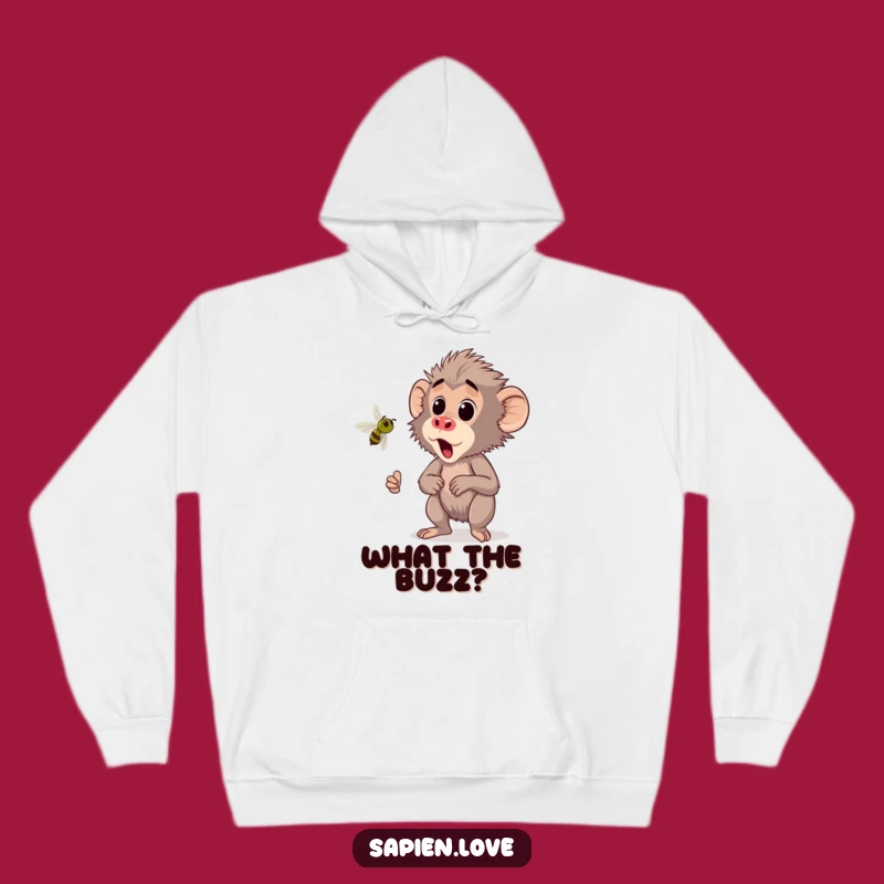 Cozy Funny Kawaii Baboon Hoodie - Warm & Humorous Gift for the Startled