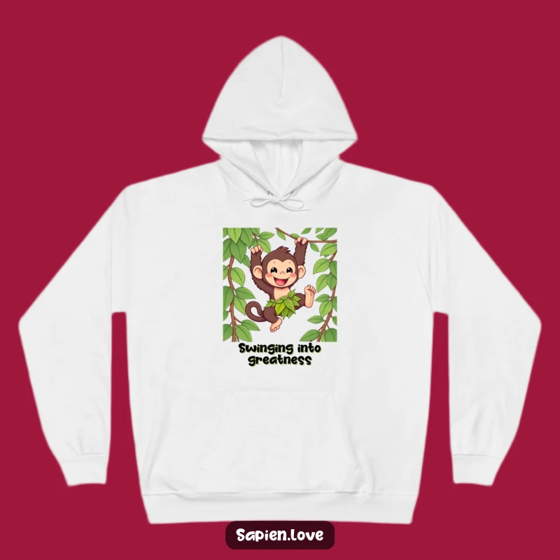 Cozy Funny Kawaii Primate Hoodie: Adventure-Ready Comfort