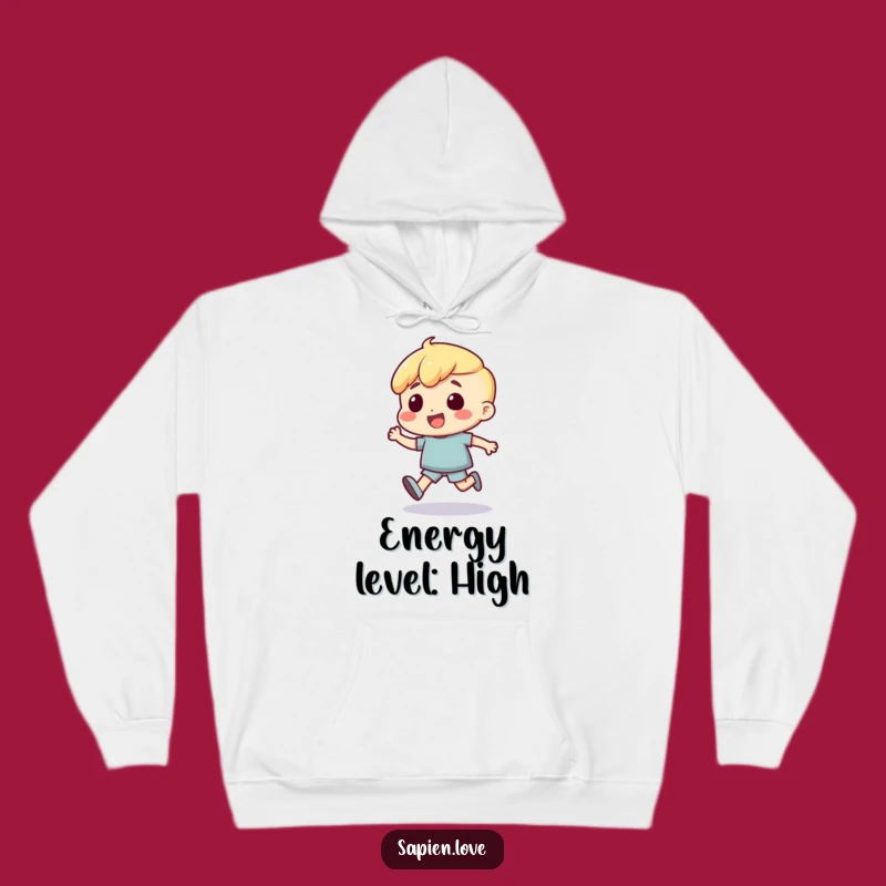 Funny Excited Human Hoodie: Cozy Bouncing Character's Happy Gift