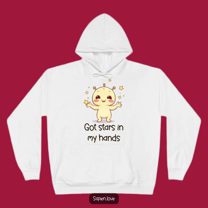 Cozy Funny Alien Juggling Stars Hoodie: Stay Warm with Cosmic Cheer
